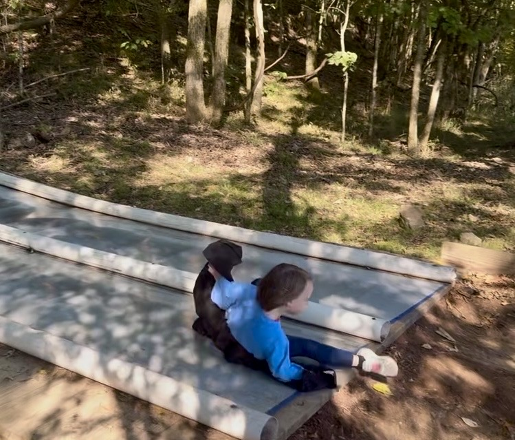 kids on the big slide