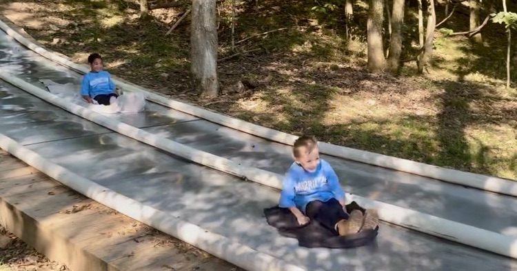 kids on the big slide