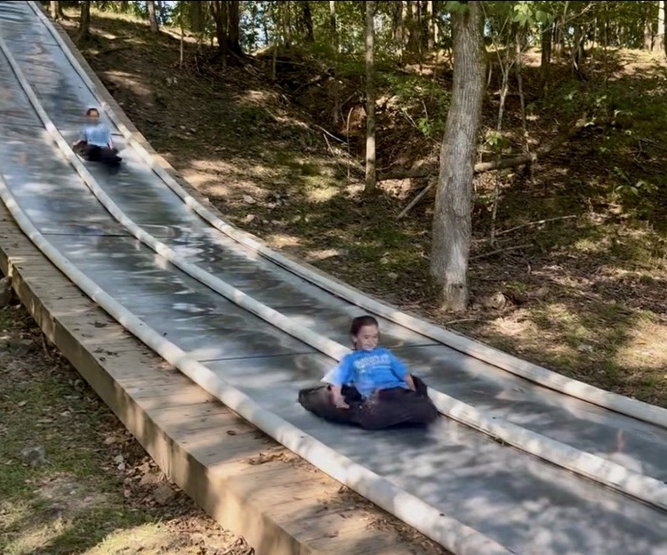 kids on the big slide