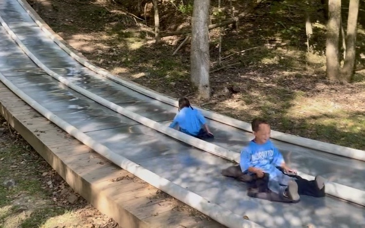 kids on the big slide