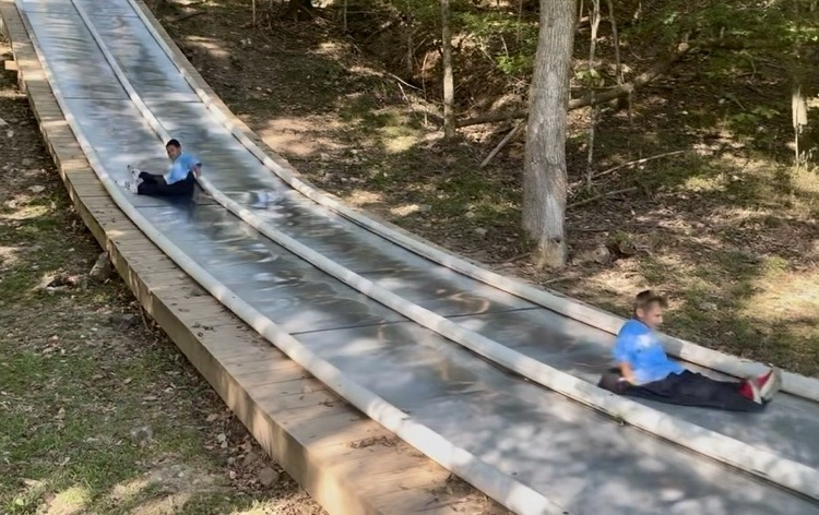 kids on the big slide