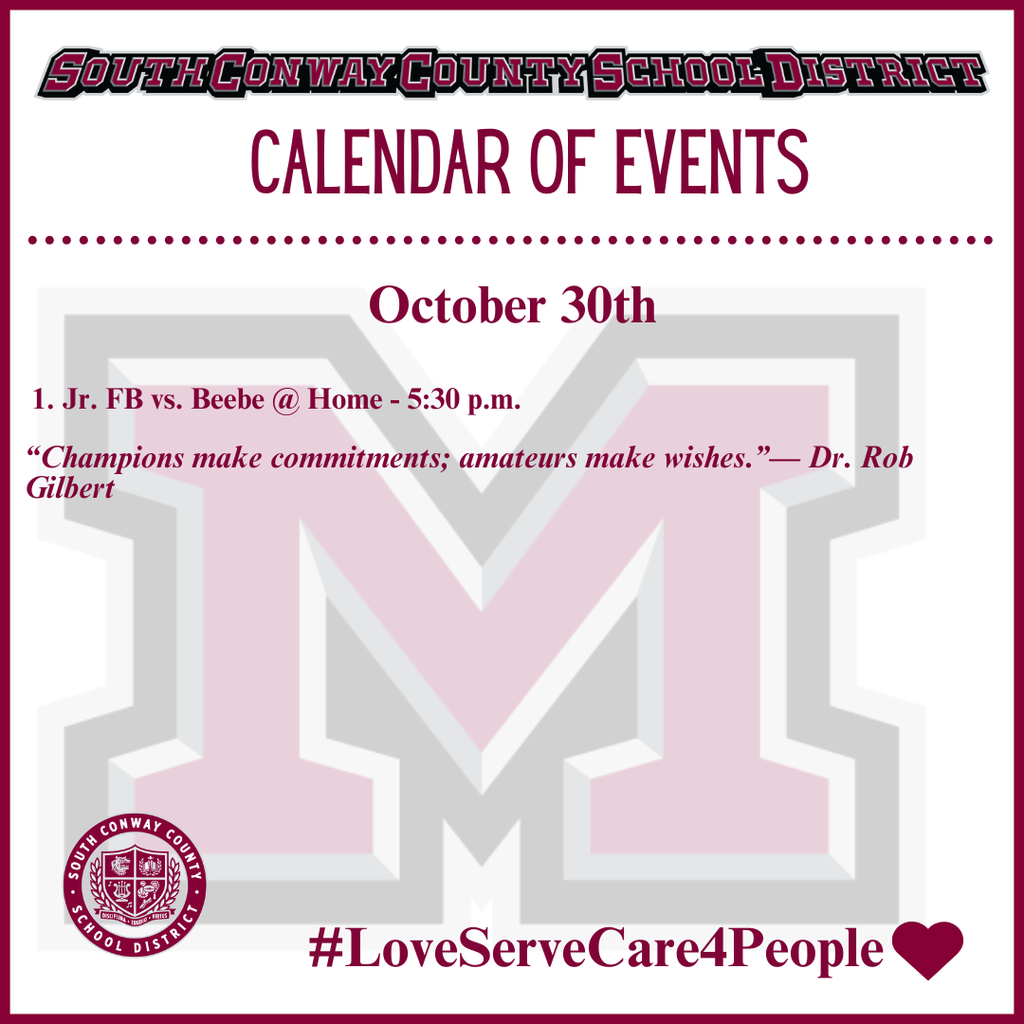 Oct. 30th Event Calendar