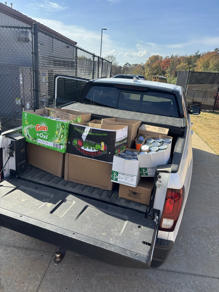 canned food loaded in the truck