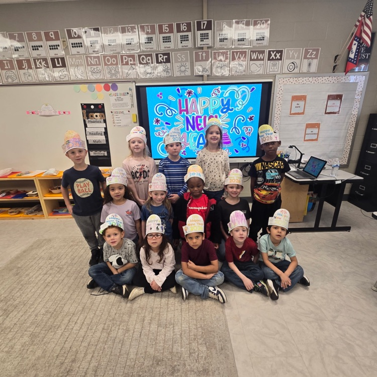 students in party hats