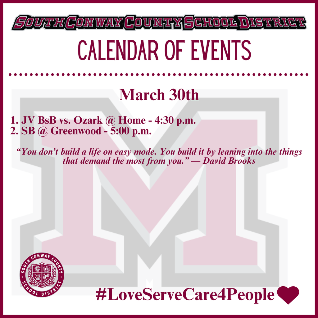 March 30 Event Calendar