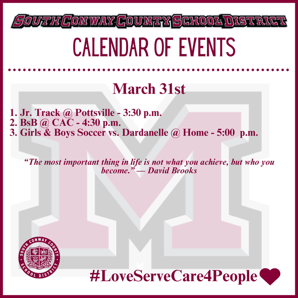 March 31 Event Calendar