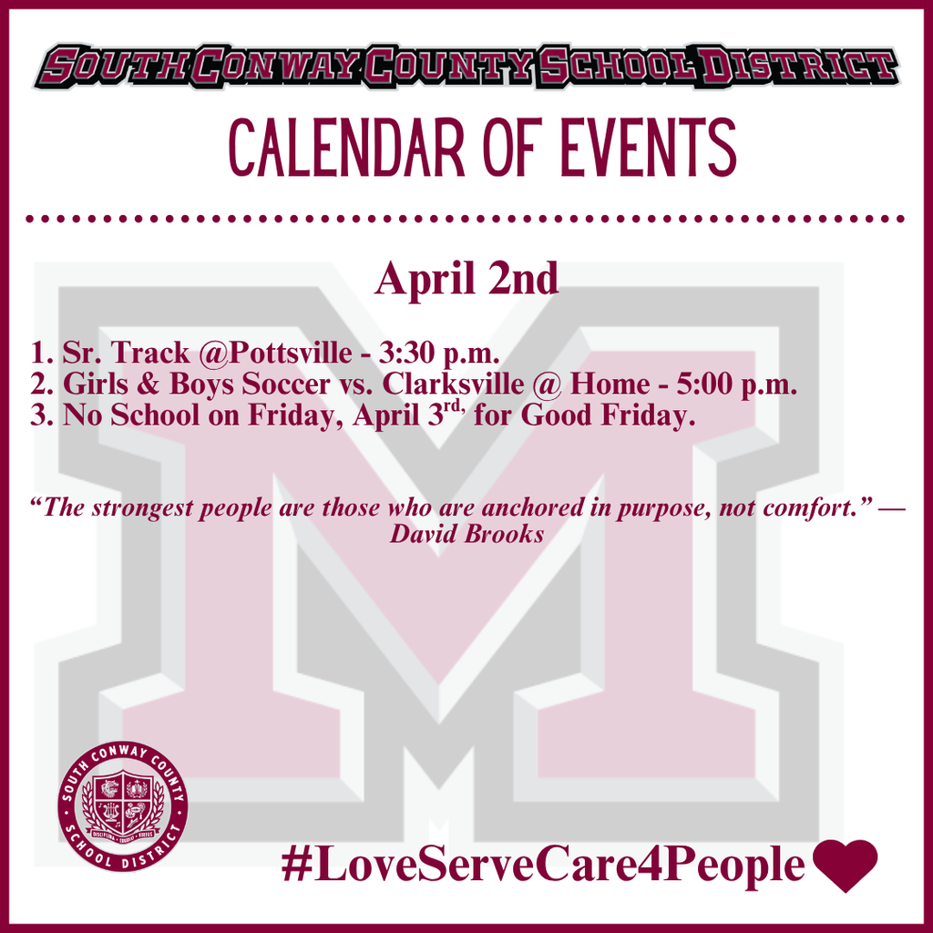 April 2nd Event Calendar