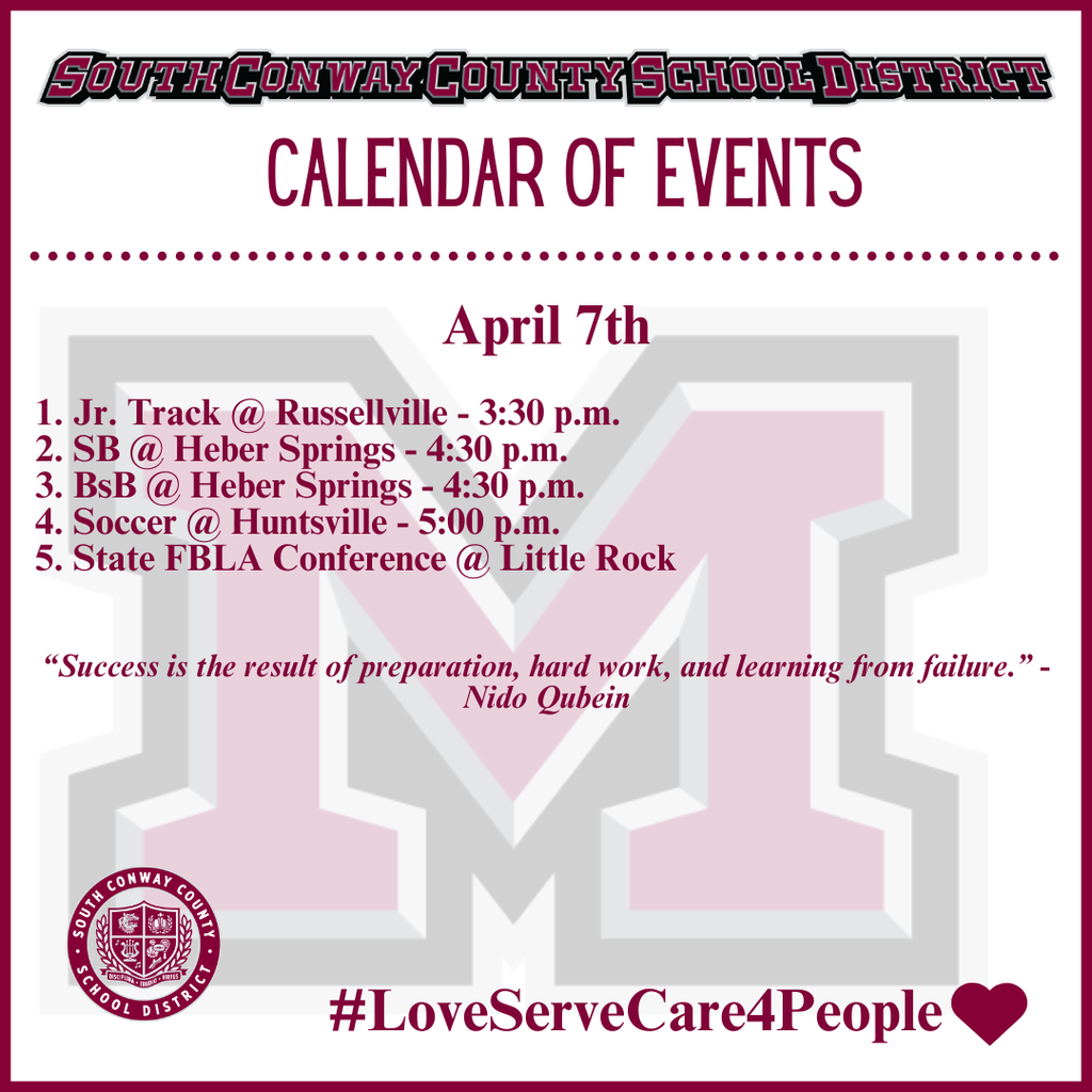 April 7th Event Calendar