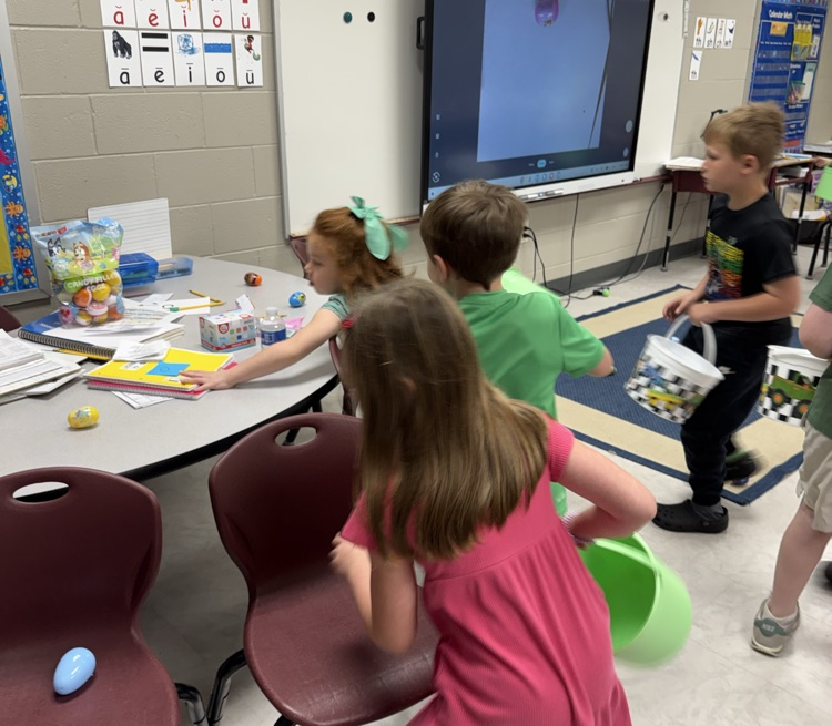 hunting eggs in the classroom