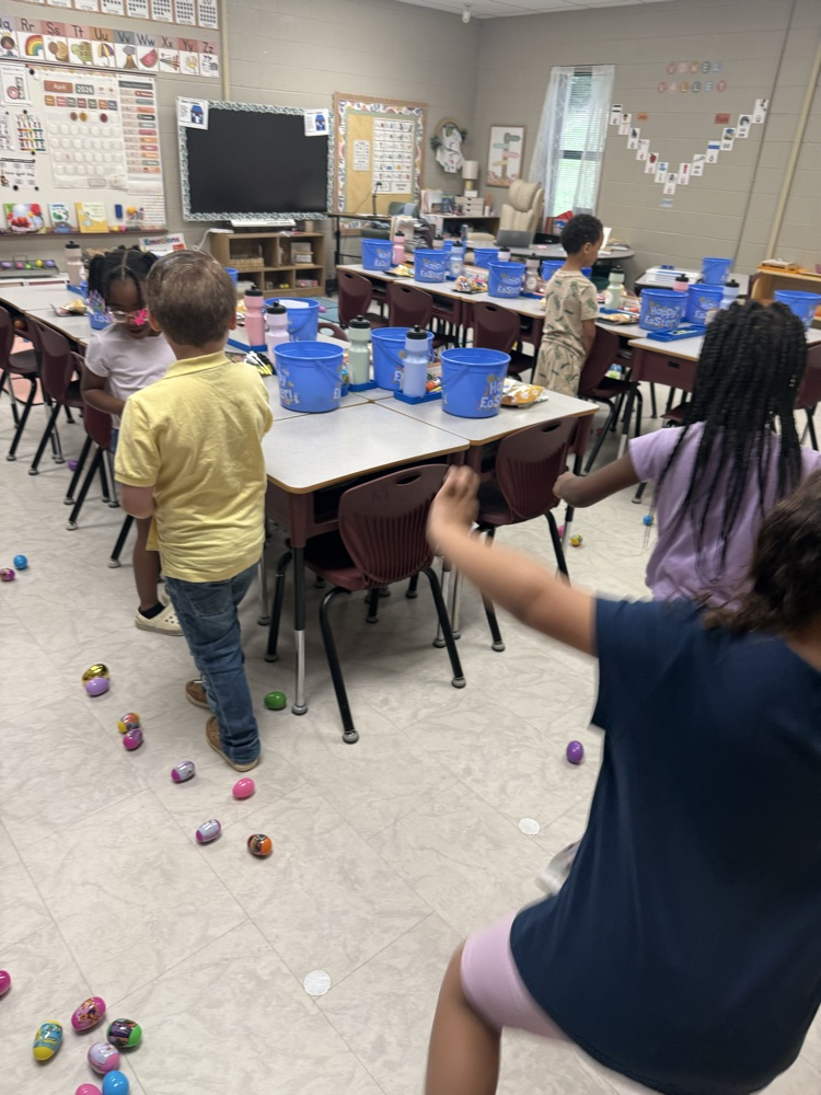 students hunting eggs 