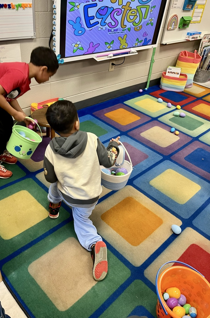 students hunting eggs 