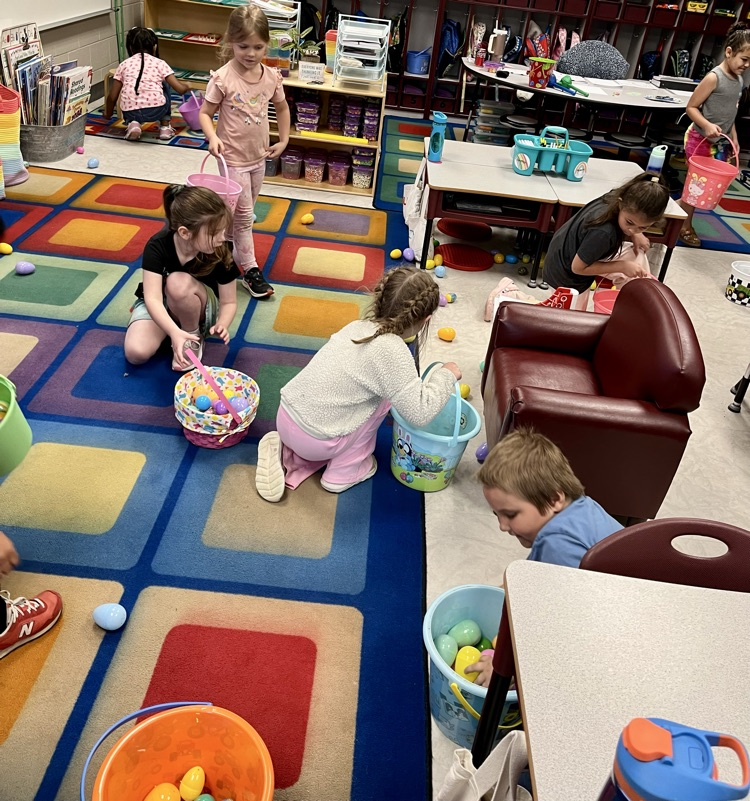 students hunting eggs 