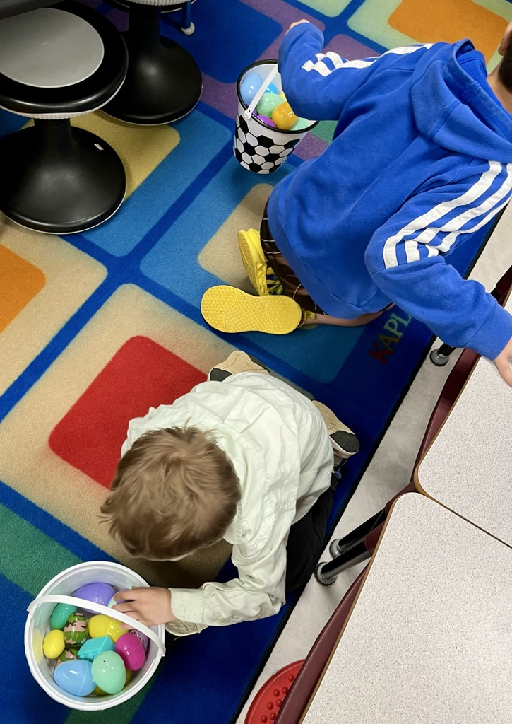 students hunting eggs 