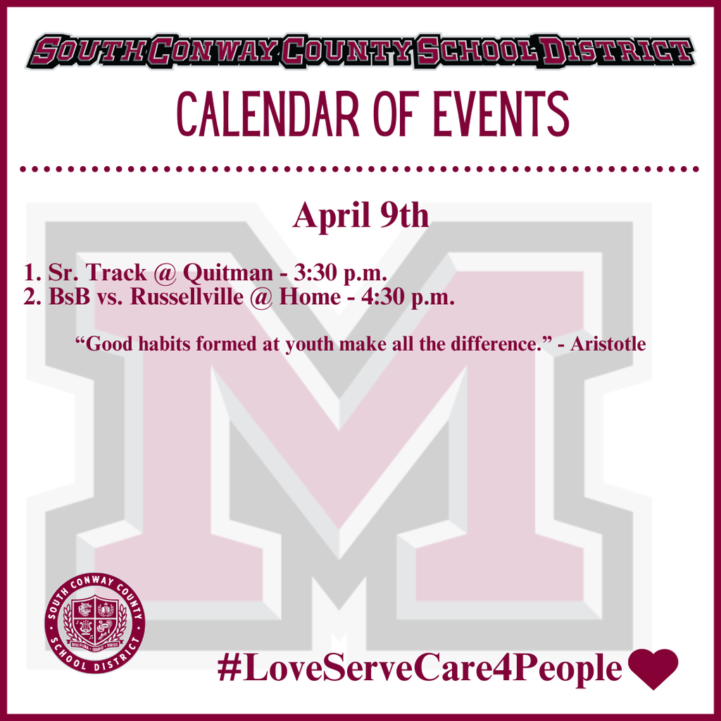 April 9 Calendar of Events
