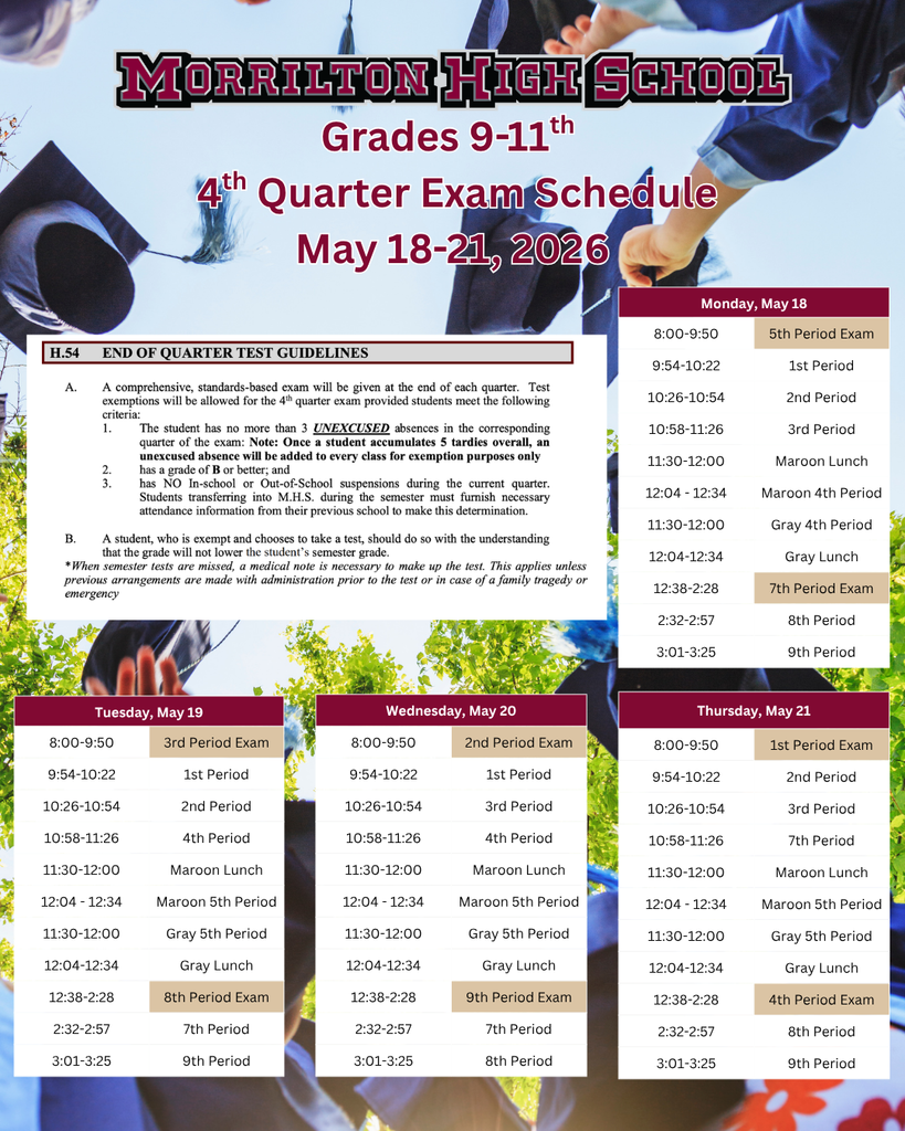 Underclassmen schedule
