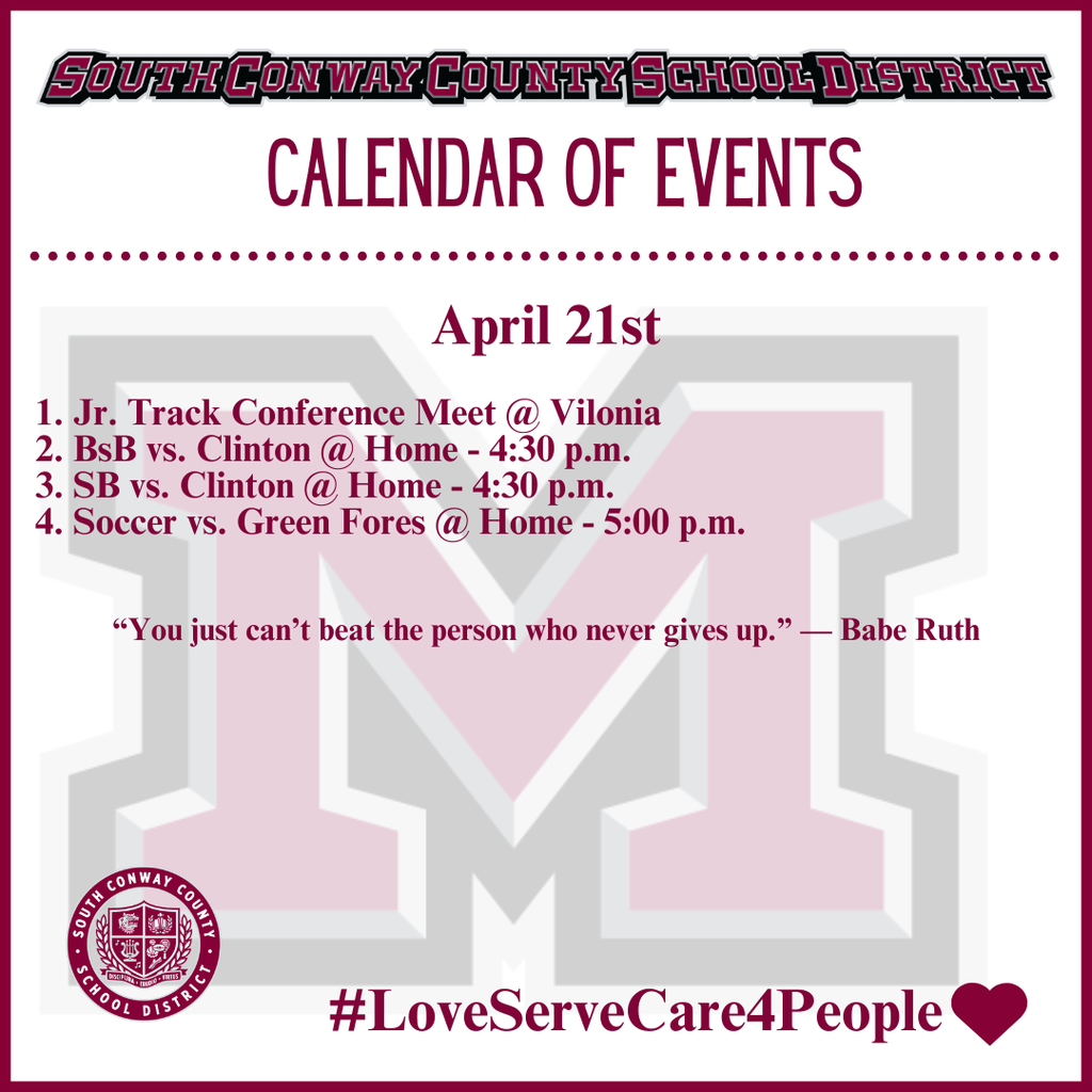 April 21 Event Calendar