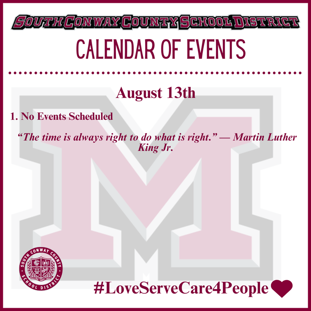 Aug 13 Event Calendar