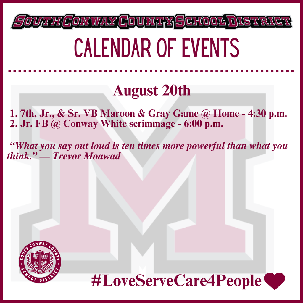 Aug. 20 Event Calendar