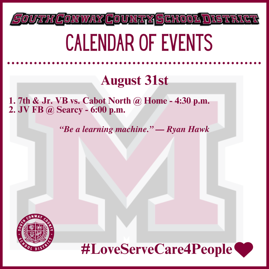 Aug. 31 Event Calendar