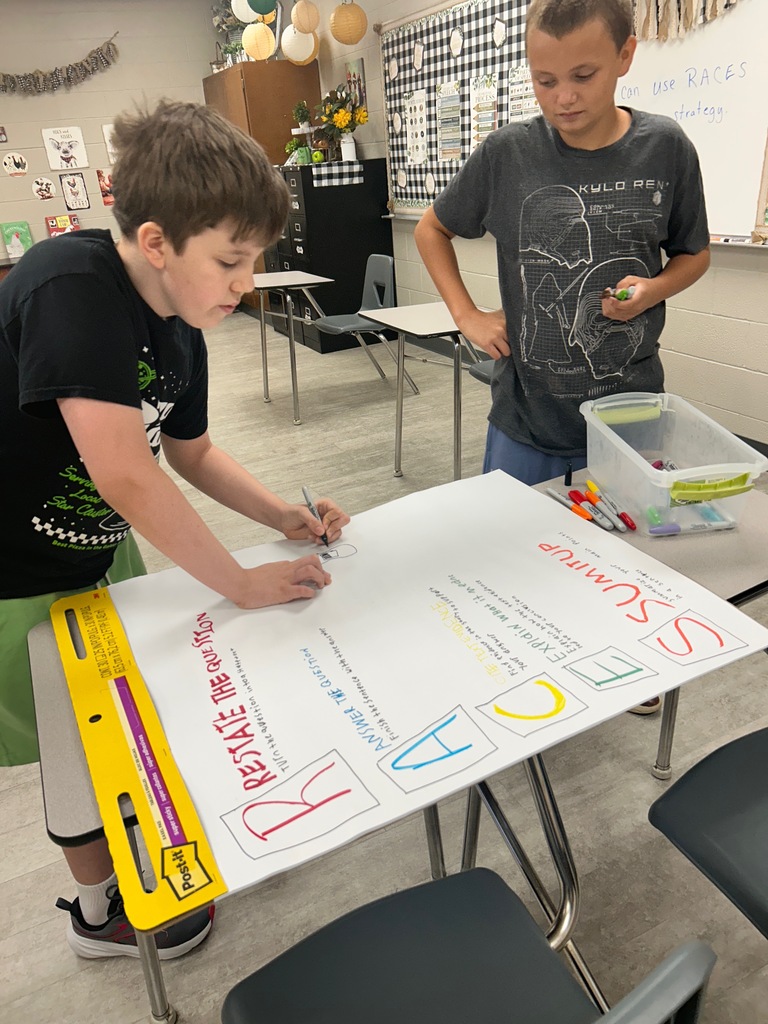 students creating anchor charts