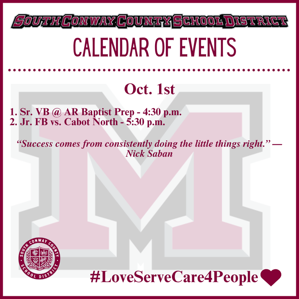 Oct. 1 Event Calendar