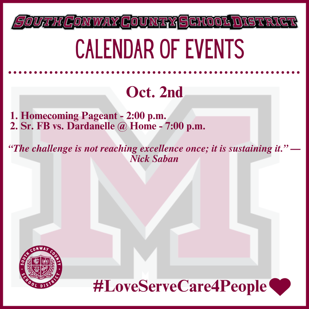 Oct. 2nd Event Calendar