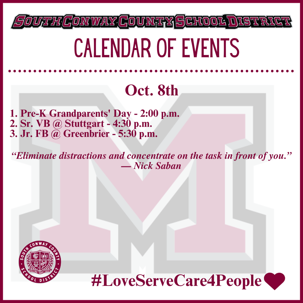 Oct. 8th Event Calendar