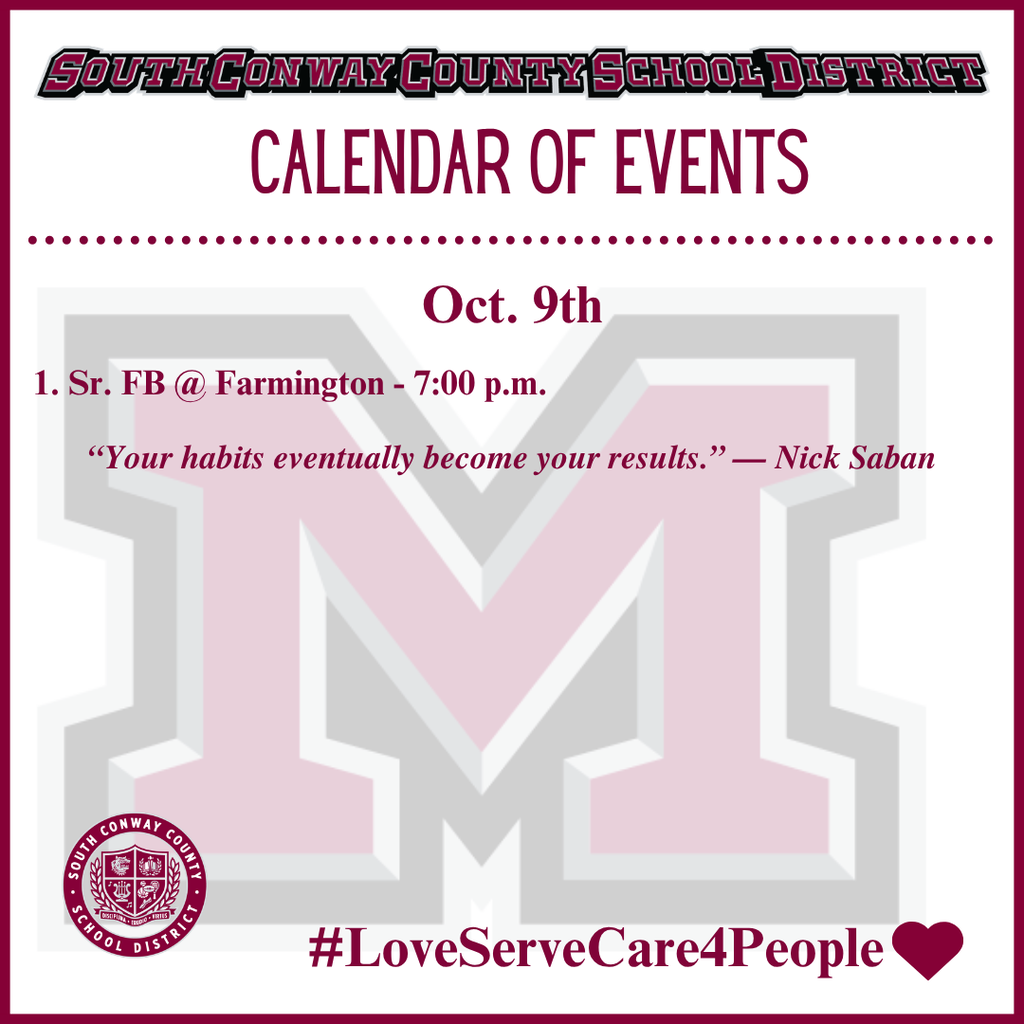 Oct. 9th Event Calendar