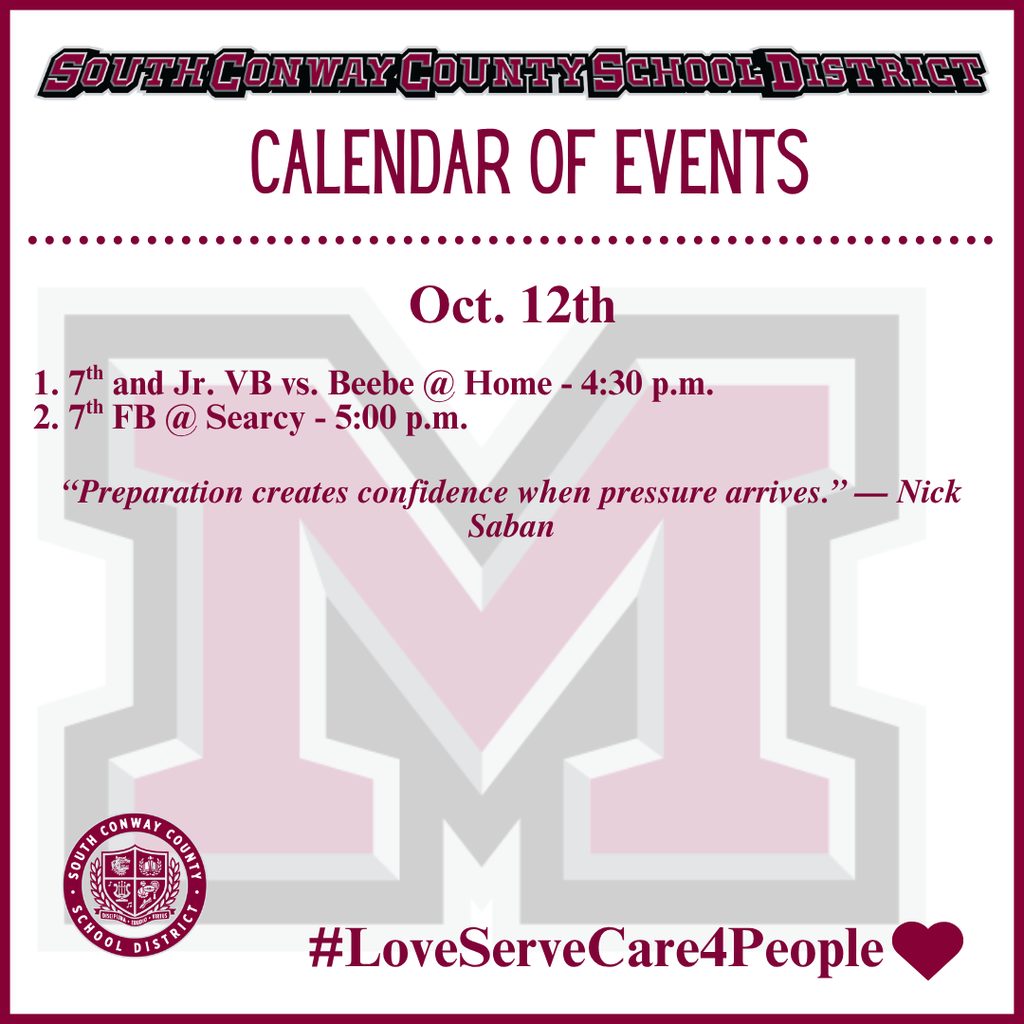 Oct. 12th Event Calendar: 