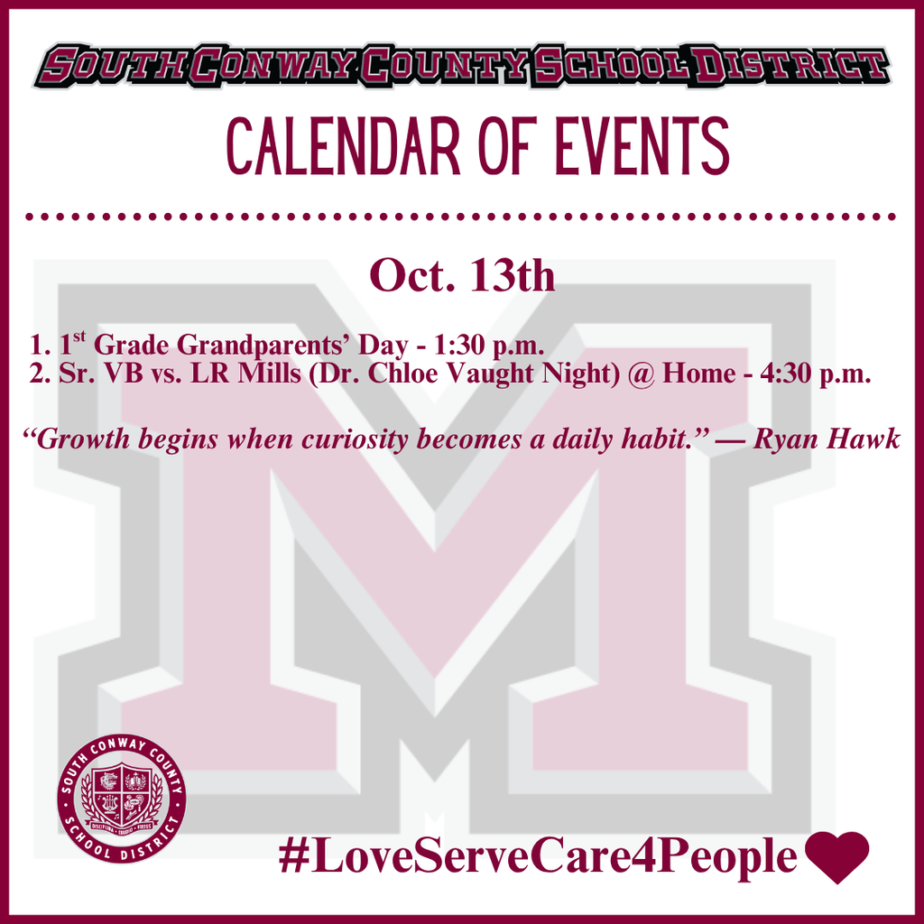 Oct. 13th Event Calendar: 