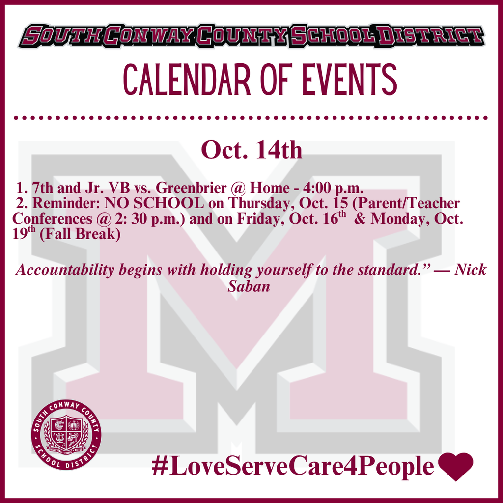 Oct. 14th Event Calendar