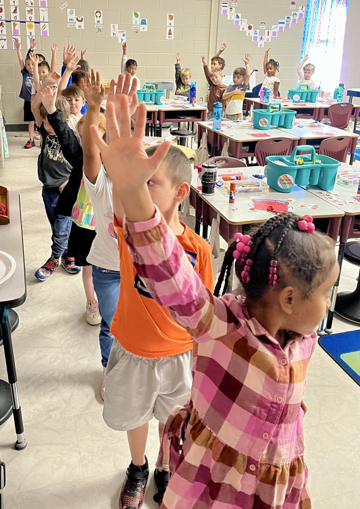 students lined up in class