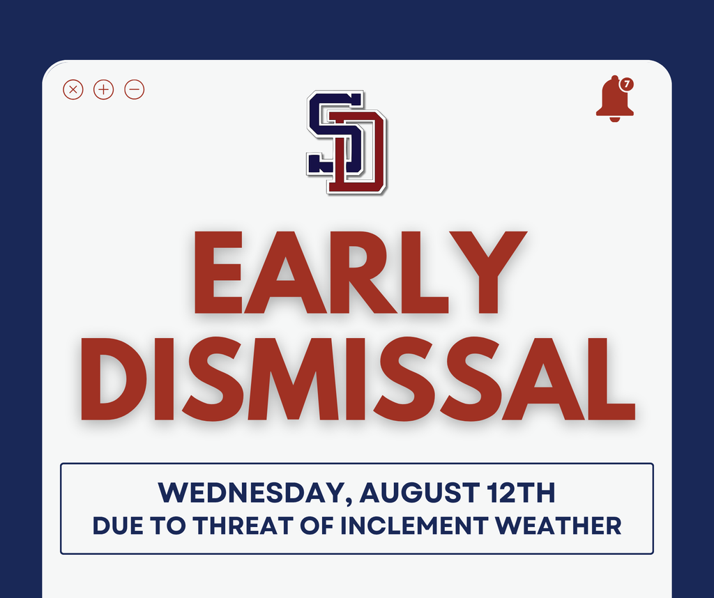 Early Dismissal Wednesday, August 12th Due to Threat of Inclement Weather