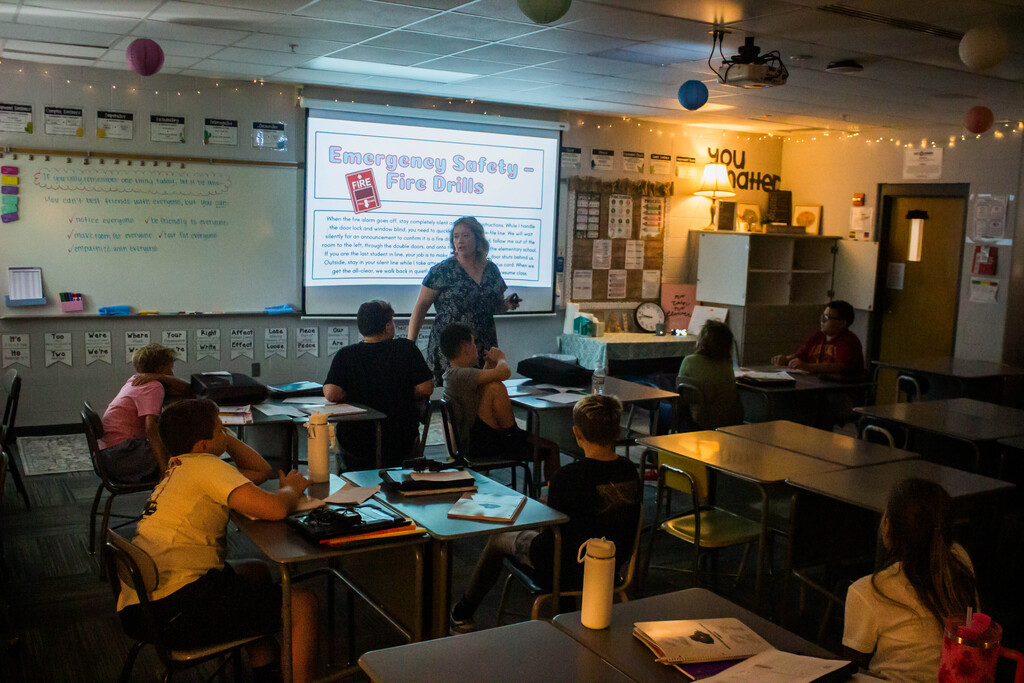 Mrs. Holt Preparing Students for Emergency Drills
