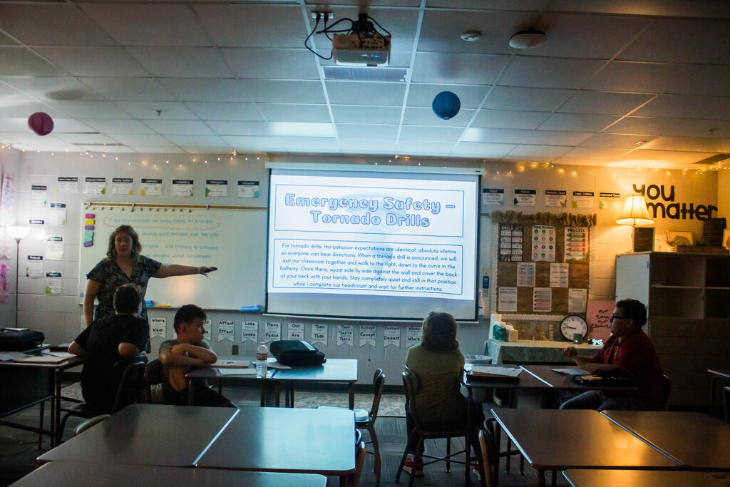 Mrs. Holt Preparing Students for Emergency Drills