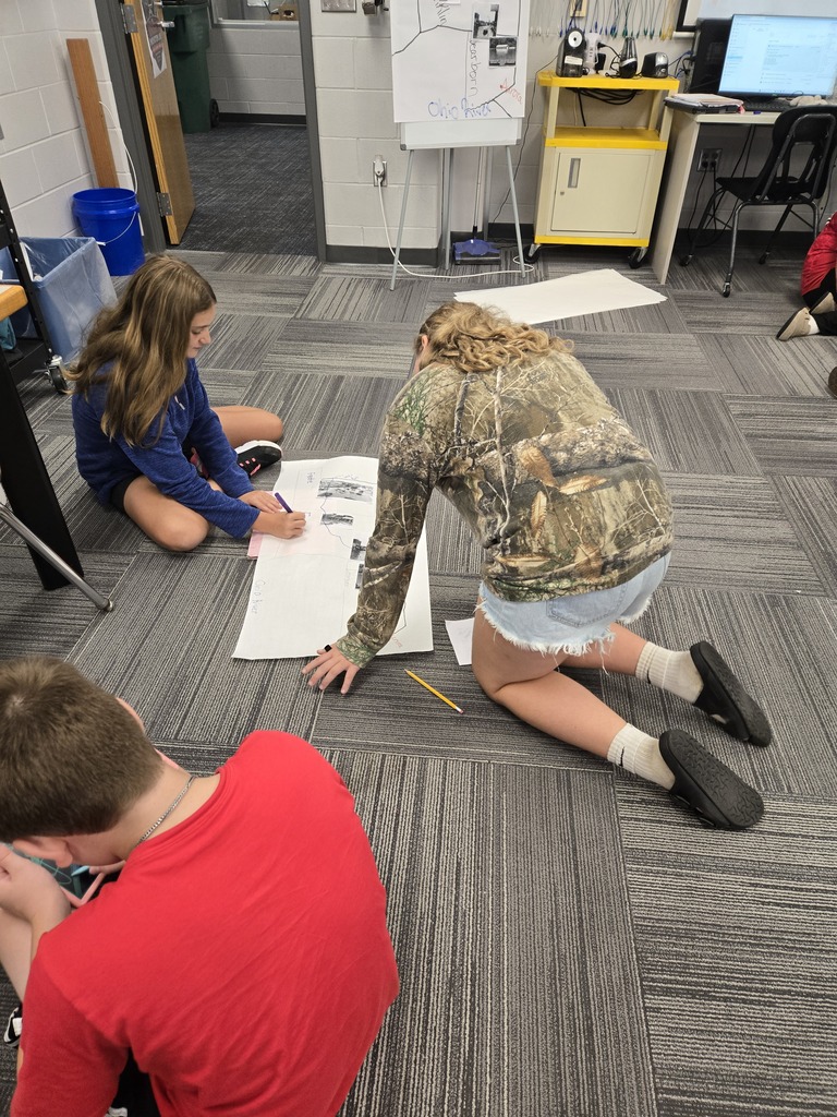 Ms. Gabbard's 7th and 8th-grade PLTW students at South Dearborn Middle School completing their Natural Disaster Project