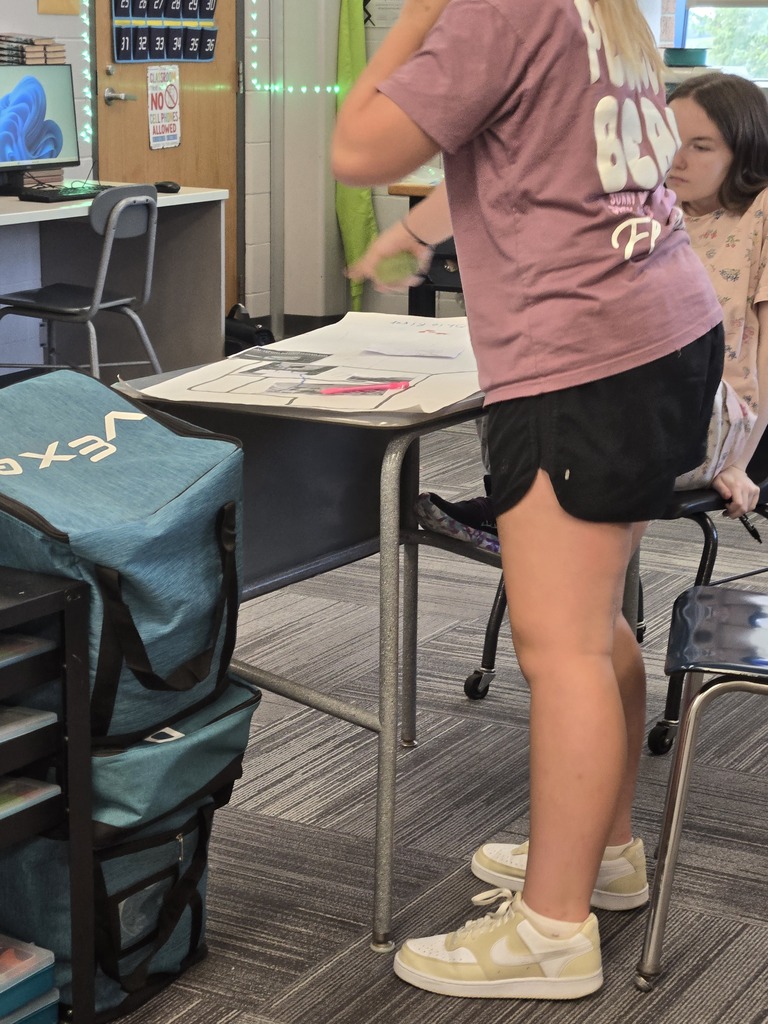 Ms. Gabbard's 7th and 8th-grade PLTW students at South Dearborn Middle School completing their Natural Disaster Project