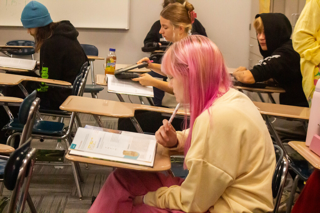 SDHS students read Beowulf with Mrs. Vermilion.