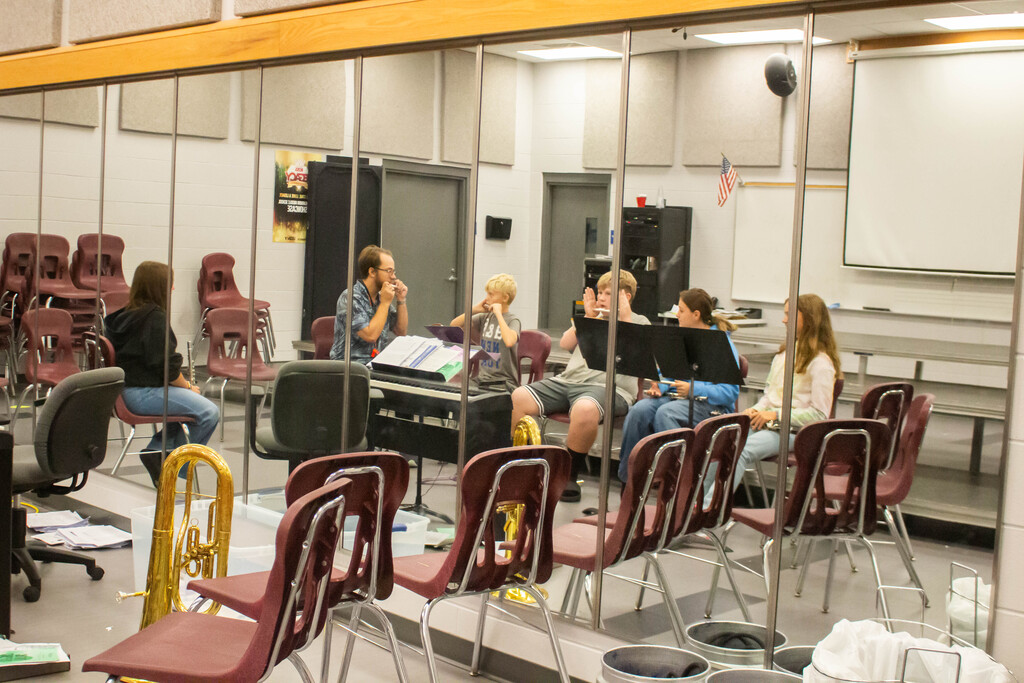 SDMS Band & Choir Students Rehearsing