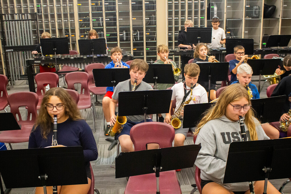 SDMS Band & Choir Students Rehearsing