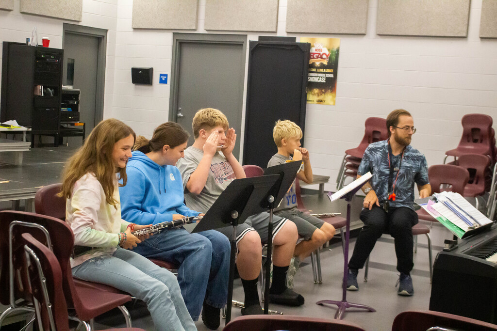 SDMS Band & Choir Students Rehearsing
