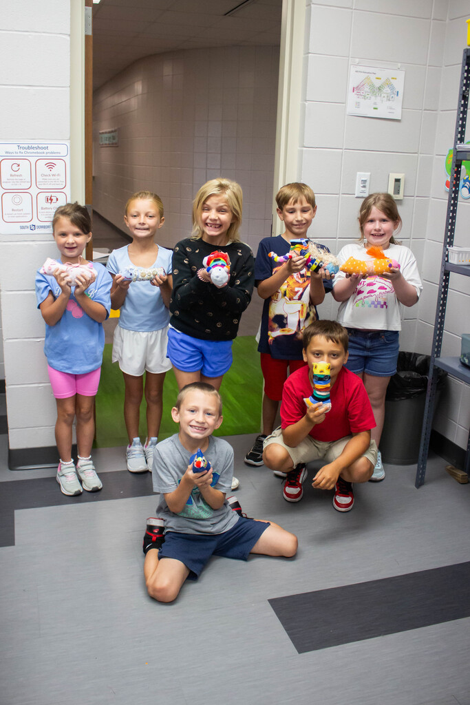 Inspired from reading,  "The Barnabus Project," second-grade AES students created their own unique sock puppet creatures.