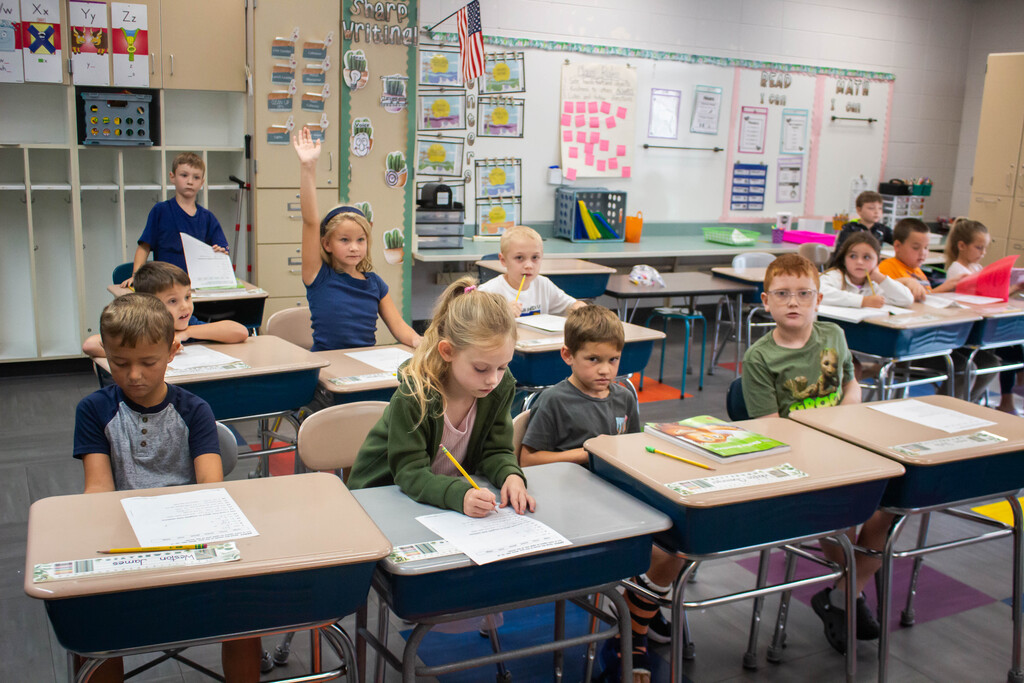 AES second-graders practicing  "tch," "ck," and "dge" spelling patterns.