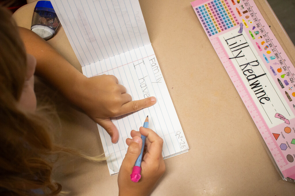 DES students learn to format their writing as they begin to write their own story.