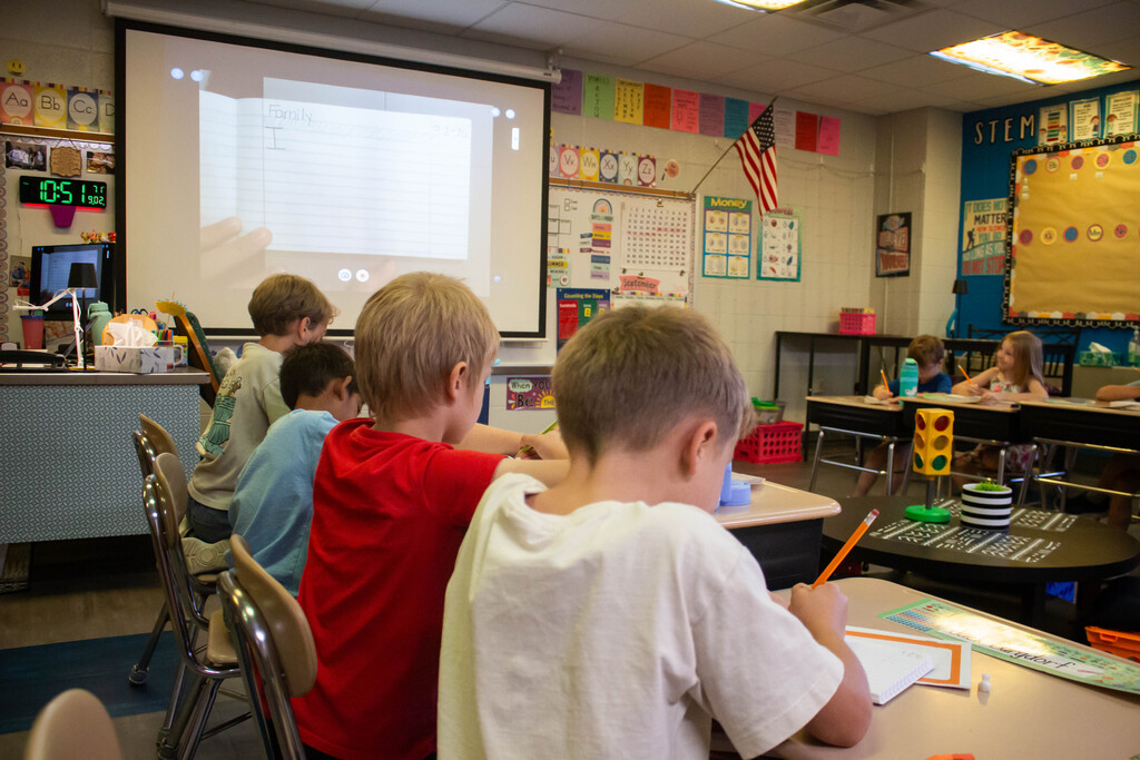 DES students learn to format their writing as they begin to write their own story.