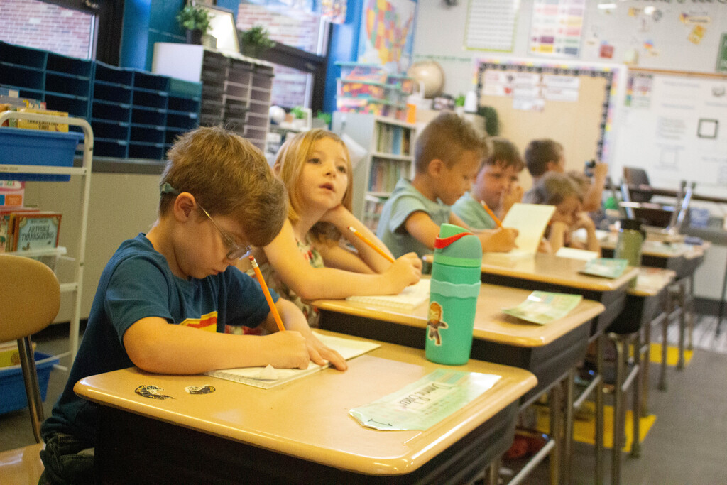 DES students learn to format their writing as they begin to write their own story.