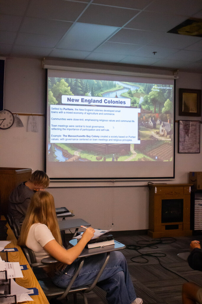 SDHS students studying the economies and cultures of America's colonies.
