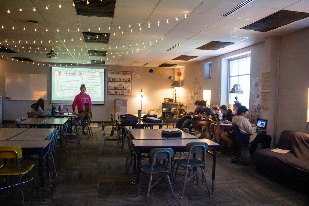 SDMS students present their research on child development stages.