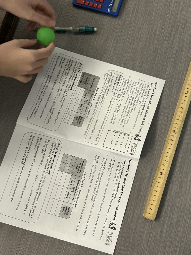 SDMS students studying physical forces through 3 labs.