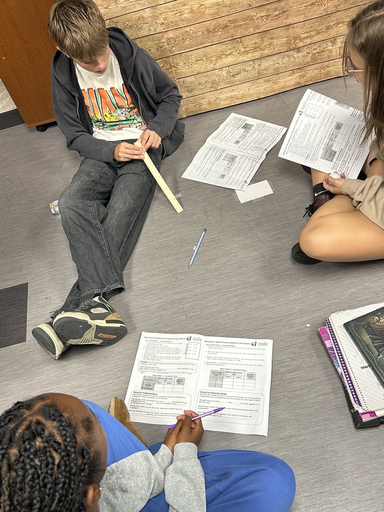 SDMS students studying physical forces through 3 labs.